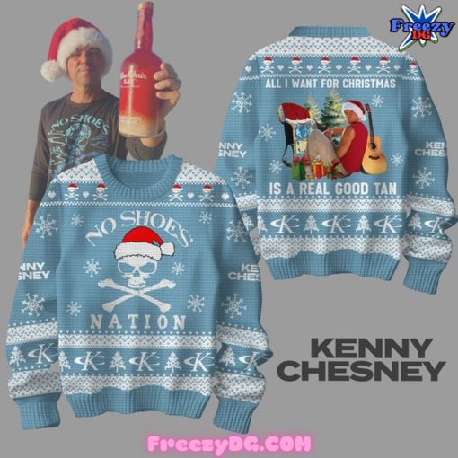 Kenny Chesney No Shoes Christmas Special Light Blue Sweater