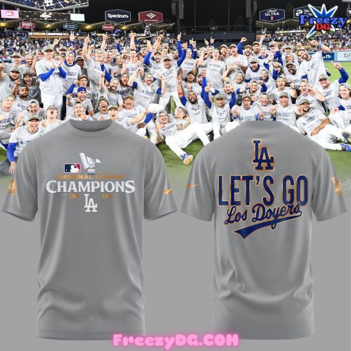 Los Angeles Dodgers Let’s Go National League Champions 2024 Gray T-Shirt