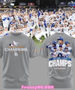 Los Angeles Dodgers National League Champions 2024 Gray T-Shirt