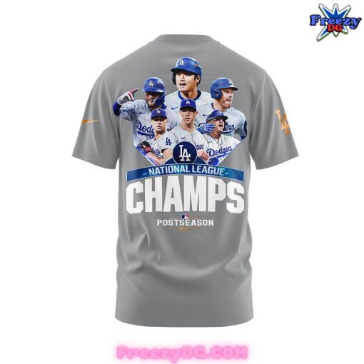 Los Angeles Dodgers National League Champions 2024 Gray T-Shirt