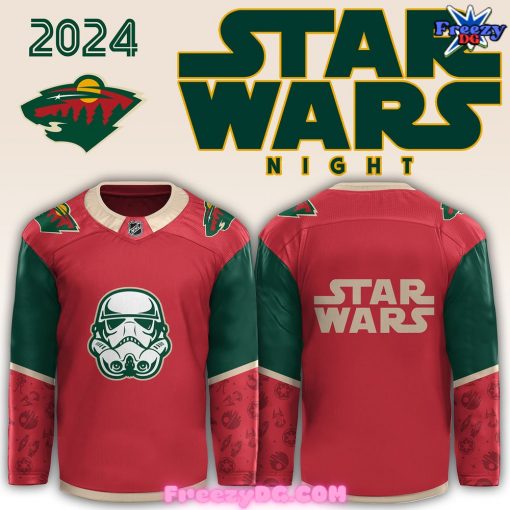 Minnesota Wild x Star Wars Night 2024 Red Hockey Jersey