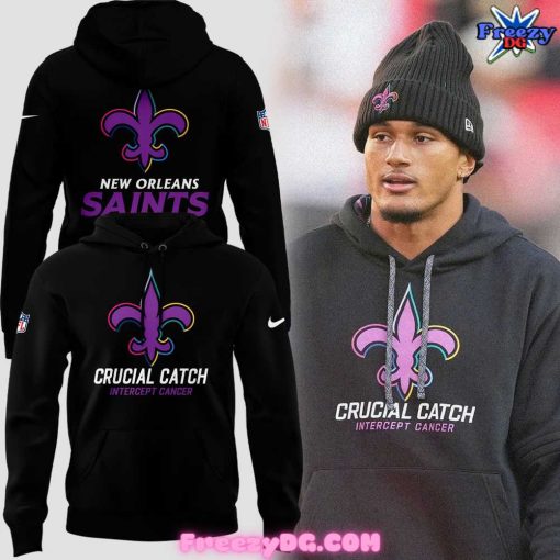 New Orleans Saints NFL Crucial Catch 2024 Black Hoodie