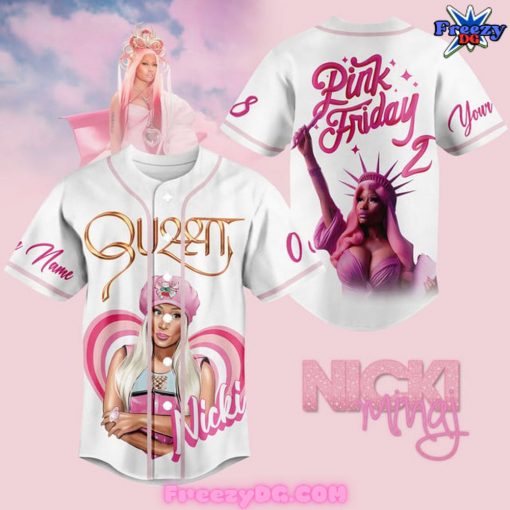 Nicki Minaj Pink Friday Custom White Baseball Jersey