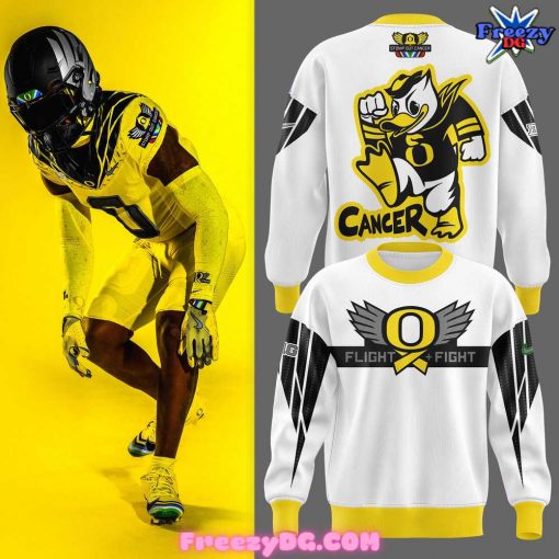 Oregon Ducks Stomp Out Cancer 2024 White Sweatshirt