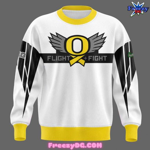 Oregon Ducks Stomp Out Cancer 2024 White Sweatshirt