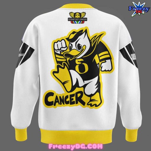 Oregon Ducks Stomp Out Cancer 2024 White Sweatshirt