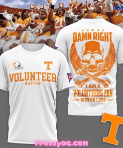 Tennessee Volunteers Nation Damn Right 2024 White T-Shirt