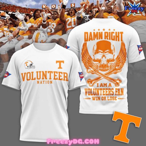 Tennessee Volunteers Nation Damn Right 2024 White T-Shirt