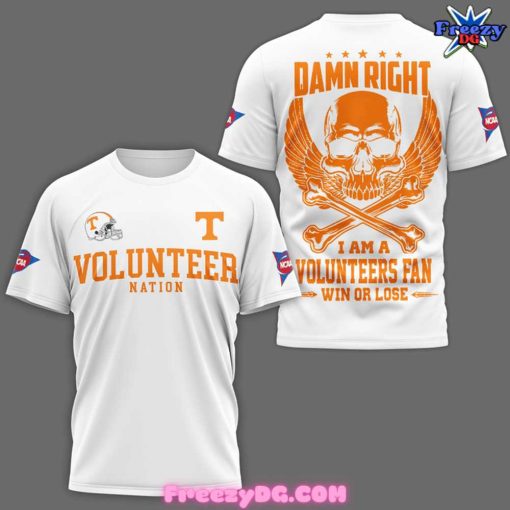 Tennessee Volunteers Nation Damn Right 2024 White T-Shirt