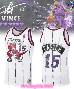 Toronto Raptors Vince Carter Signature White Basketball Jersey