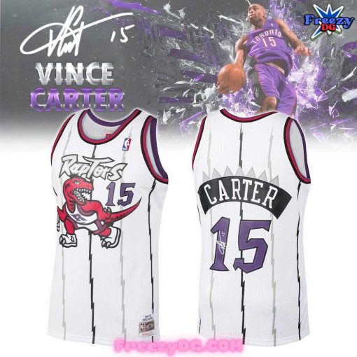 Toronto Raptors Vince Carter Signature White Basketball Jersey