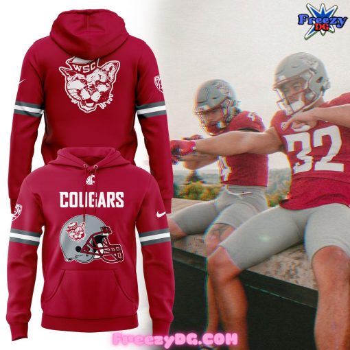 Washington State Football Helmet 2024 Red Hoodie