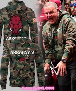 Arkansas Razorback Coach Sam Pittman 2024 Camo Hoodie