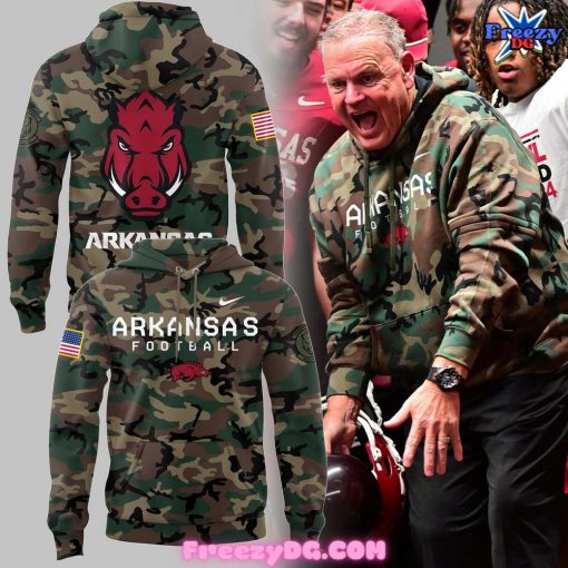 Arkansas Razorback Coach Sam Pittman 2024 Camo Hoodie