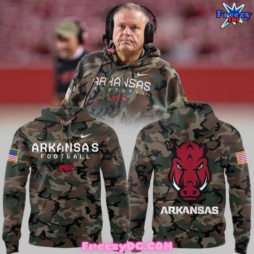 Arkansas Razorback Coach Sam Pittman Special Camo Hoodie