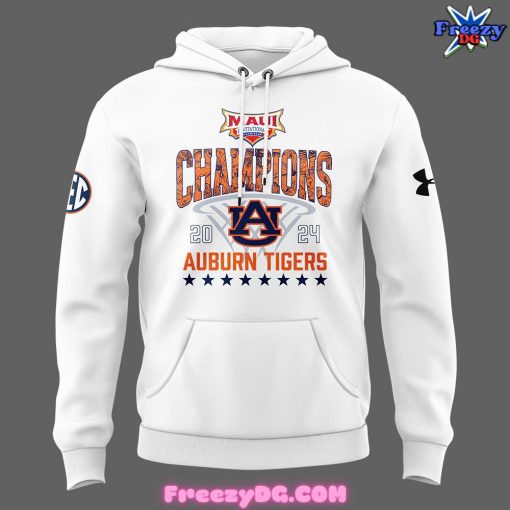 Auburn Tigers Maui Invitational Champions 2024 White Hoodie