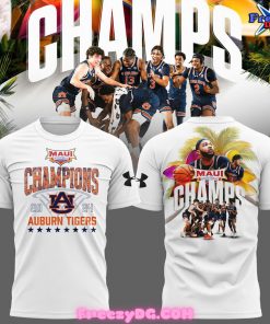 Auburn Tigers Maui Invitational Champions 2024 White T-Shirt