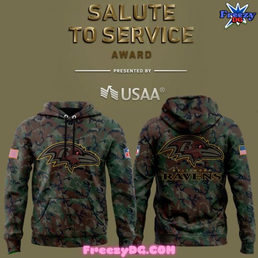 Baltimore Ravens NFL Salute to Service 2024 Camo Hoodie