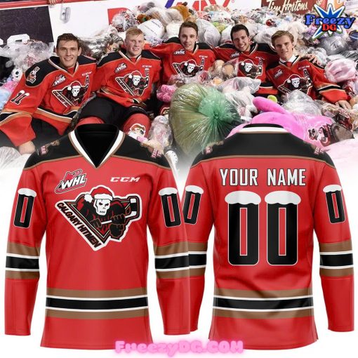 Calgary Hitmen Teddy Bear Toss 2024 Red Hockey Jersey