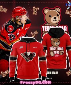 Calgary Hitmen Teddy Bear Toss 2024 Red Hoodie