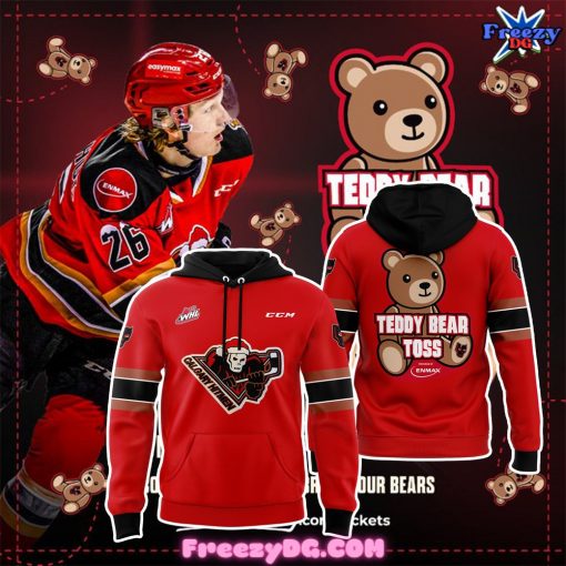 Calgary Hitmen Teddy Bear Toss 2024 Red Hoodie