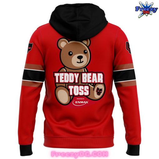 Calgary Hitmen Teddy Bear Toss 2024 Red Hoodie