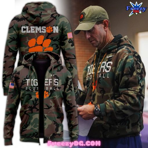 Clemson Tigers Military Appreciation 2024 Camo Zip Hoodie