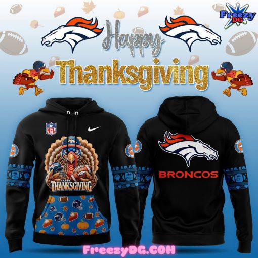 Denver Broncos Happy Thanksgiving 2024 Black Hoodie