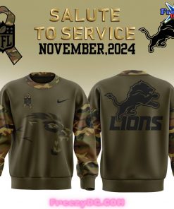 Detroit Lions Salute to Service 2024 Camo Sweatshirt