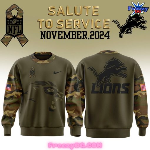 Detroit Lions Salute to Service 2024 Camo Sweatshirt