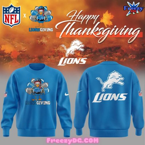 Detroit Lions Thanksgiving Day Special Blue Sweatshirt