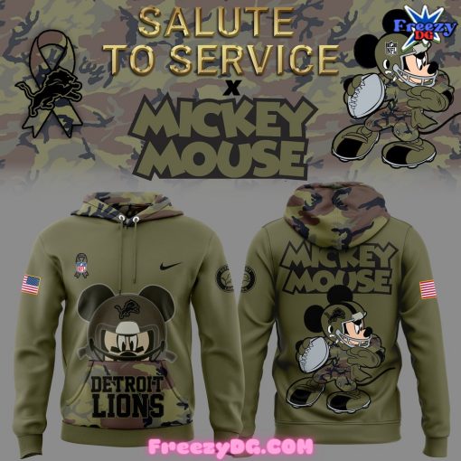 Detroit Lions x Mickey Mouse x Salute to Service Special Hoodie