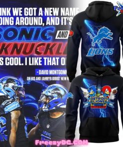 Detroit Lions x Sonic and Knuckles 2024 Black Hoodie