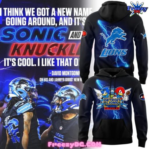 Detroit Lions x Sonic and Knuckles 2024 Black Hoodie