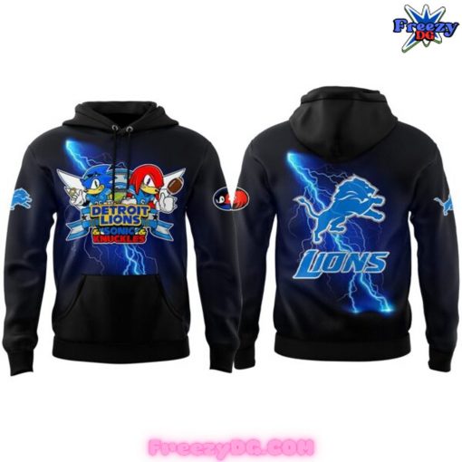 Detroit Lions x Sonic and Knuckles 2024 Black Hoodie