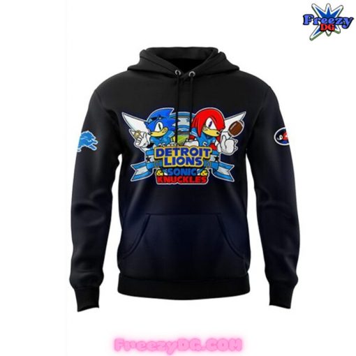 Detroit Lions x Sonic and Knuckles 2024 Black Hoodie