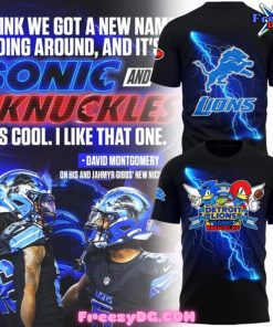 Detroit Lions x Sonic and Knuckles 2024 Black T-Shirt