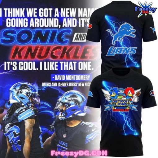 Detroit Lions x Sonic and Knuckles 2024 Black T-Shirt