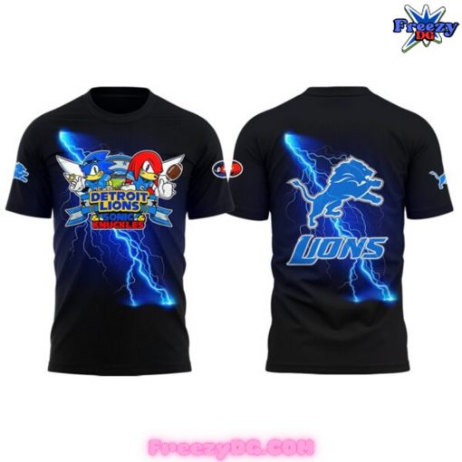 Detroit Lions x Sonic and Knuckles 2024 Black T-Shirt