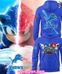 Detroit Lions x Sonic and Knuckles 2024 Blue Hoodie