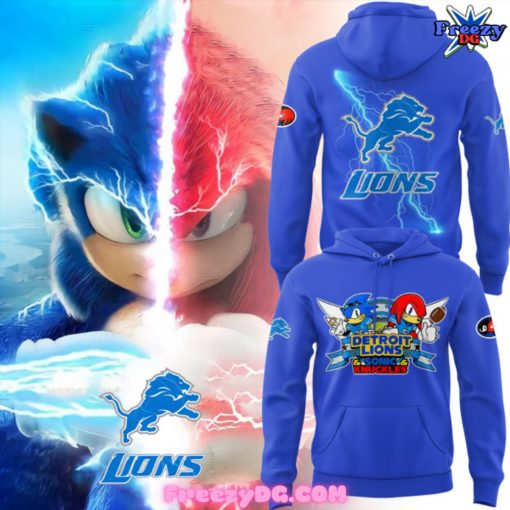 Detroit Lions x Sonic and Knuckles 2024 Blue Hoodie