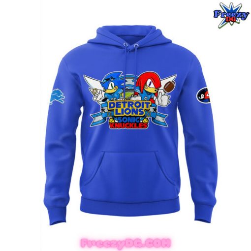 Detroit Lions x Sonic and Knuckles 2024 Blue Hoodie