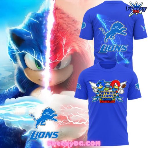 Detroit Lions x Sonic and Knuckles 2024 Blue T-Shirt