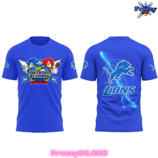 Detroit Lions x Sonic and Knuckles 2024 Blue T-Shirt