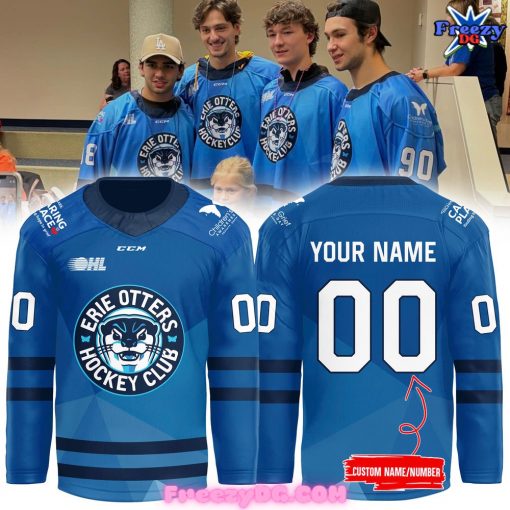 Erie Otters Hockey Club Highmark Caring 2024 Blue Hockey Jersey