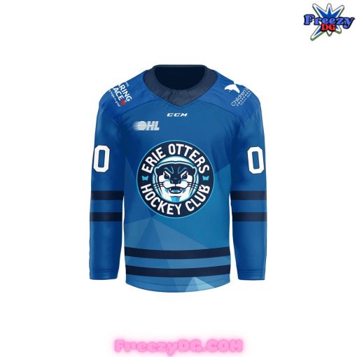 Erie Otters Hockey Club Highmark Caring 2024 Blue Hockey Jersey