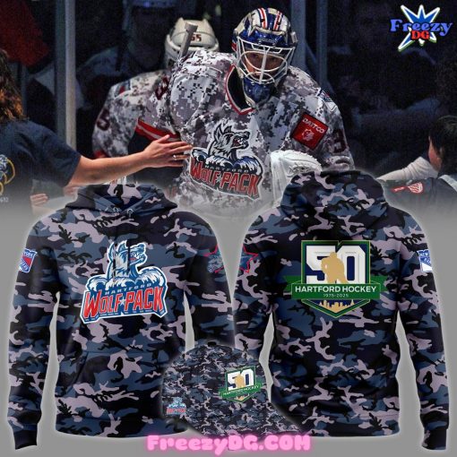 Hartford Wolf Pack 50th Anniversary Special Camo Hoodie