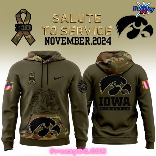 Iowa Hawkeyes Salute to Service 2024 Camo Hoodie