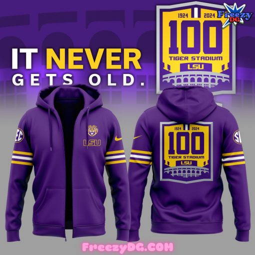 LSU Tigers IT Never Gets Old Special Purple Zip Hoodie