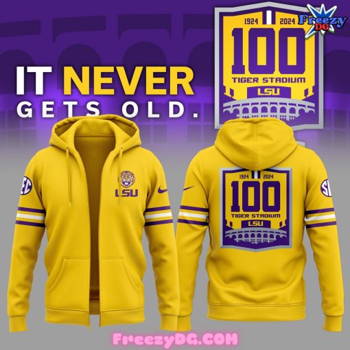 LSU Tigers IT Never Gets Old Special Yellow Zip Hoodie